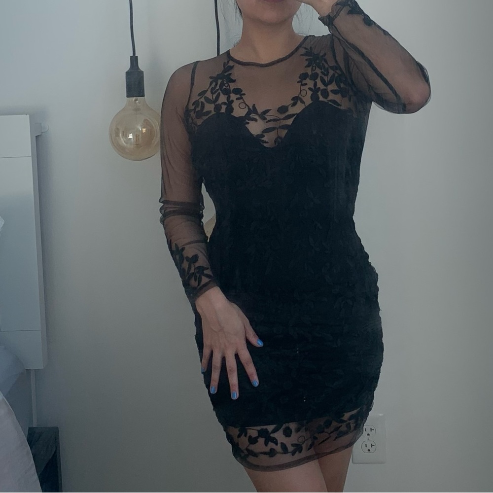 Mesh embroidered dress